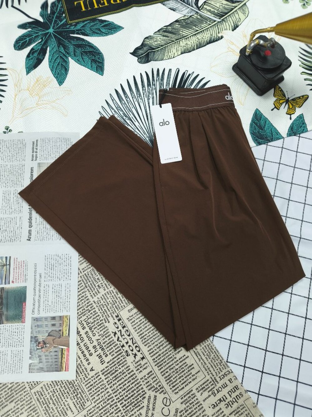 ALO Yoga Suit Up Trouser Espresso Brown🛒Wide Leg Relaxed Fit Pants💵Regular - Picture 6 of 7